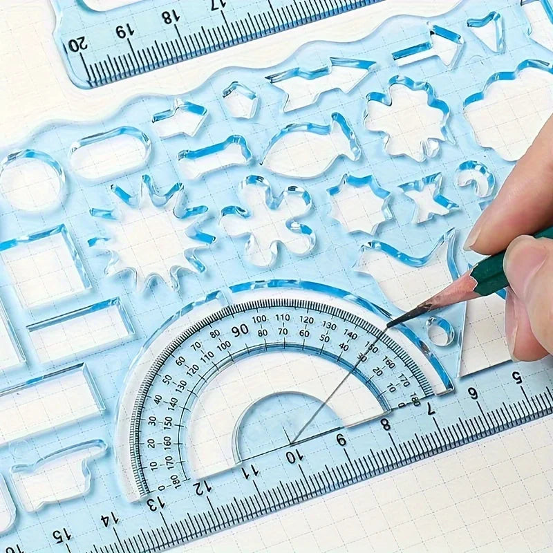 Multifunctional Geometric Ruler Set – Drawing & Crafting Tool Geometric Ruler Set Qme