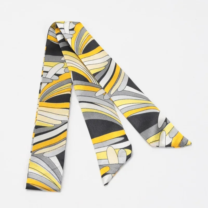 Women's Skinny Ribbon Scarf – Printed Polyester Hair Tie