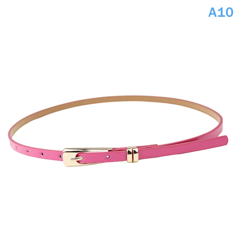 Women's Skinny Candy Color PU Waist Belt – 12 Colors Women's Fashion Belt Qst A10
