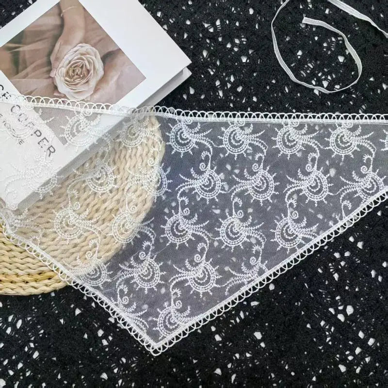 Women's White Lace Triangle Headscarf & Hair Wrap Lace Hair Headscarf Qst A7