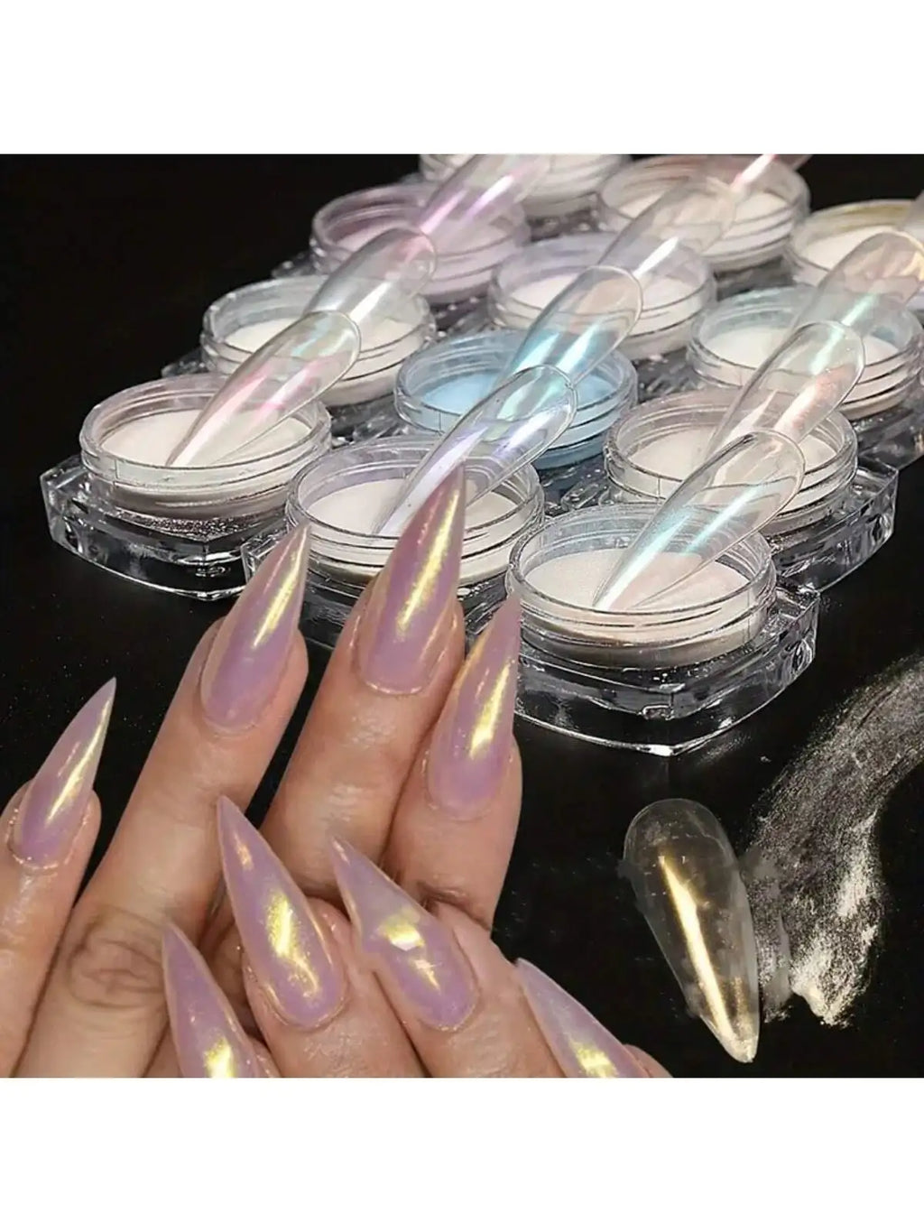 6-Bottle Aurora Nail Art Glitter Powder Magic Mirror Set Nail Art Glitter Powder Qme