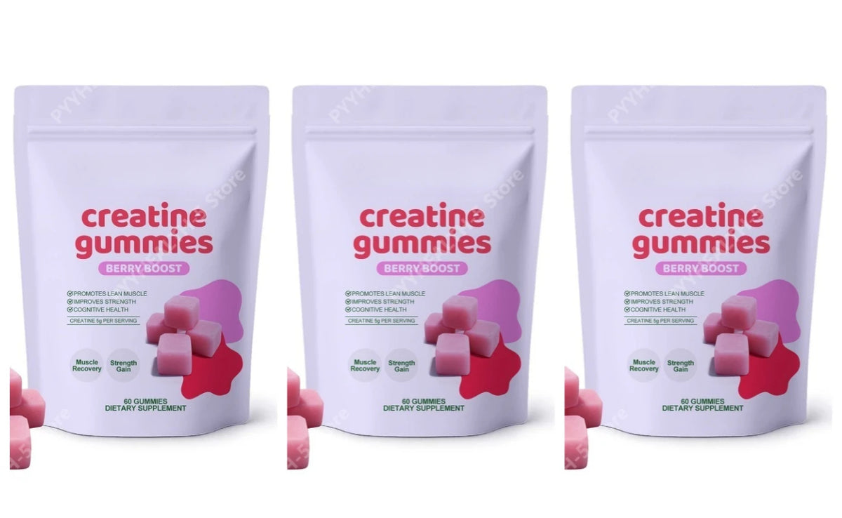 Creatine Gummies – Chewable Daily Supplement, 60 Count Creatine Supplement Qst 180 Count(Pack of 3)