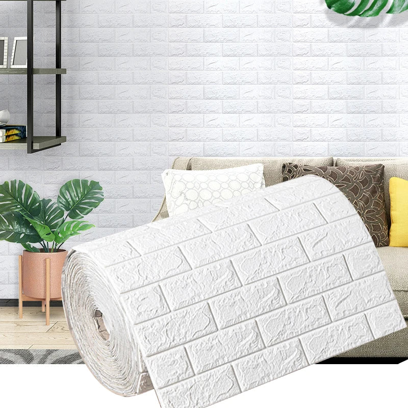 Vintage 3D Brick Self-Adhesive Wall Sticker 77x70cm Wall Sticker Panel Qme 77x70cm 1pcs white