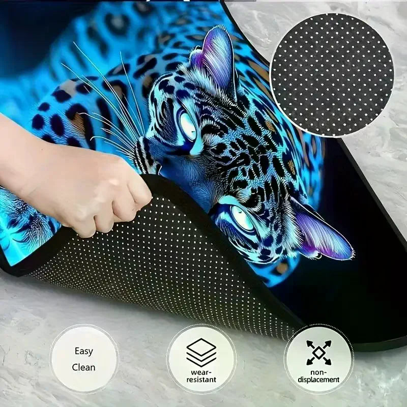 Blue Cheetah Print Car Trunk Mat | All-Weather Cargo Liner Car Trunk Cargo Mat Qme