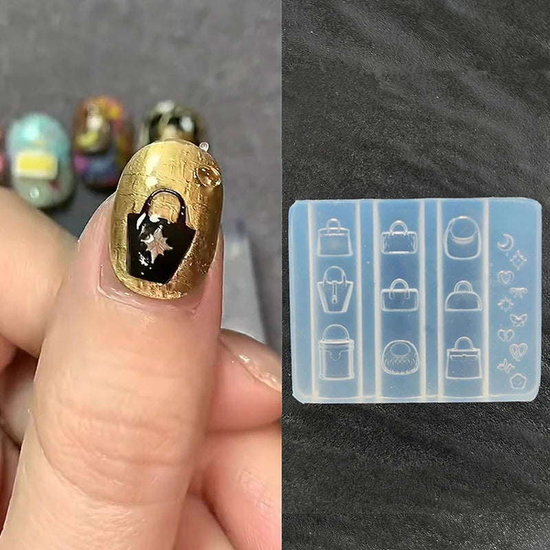 3D Cartoon Bag Silicone Nail Art Mold – DIY Nail Charms Nail Art Mold Qst