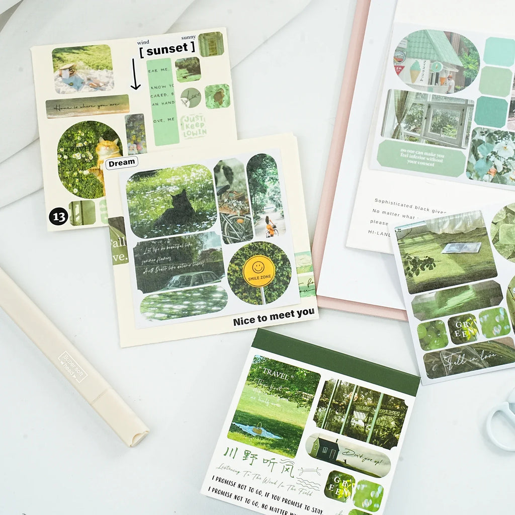 Korean Landscape Sticker Book – 40pc Scrapbooking Journal Stickers Decorative Sticker Book Qme