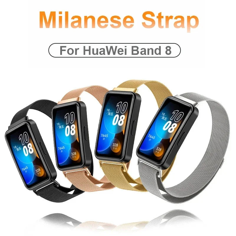 Huawei Band 8 & 9 Milanese Metal Strap + TPU Case Protector Smartband Strap Bundle Qme