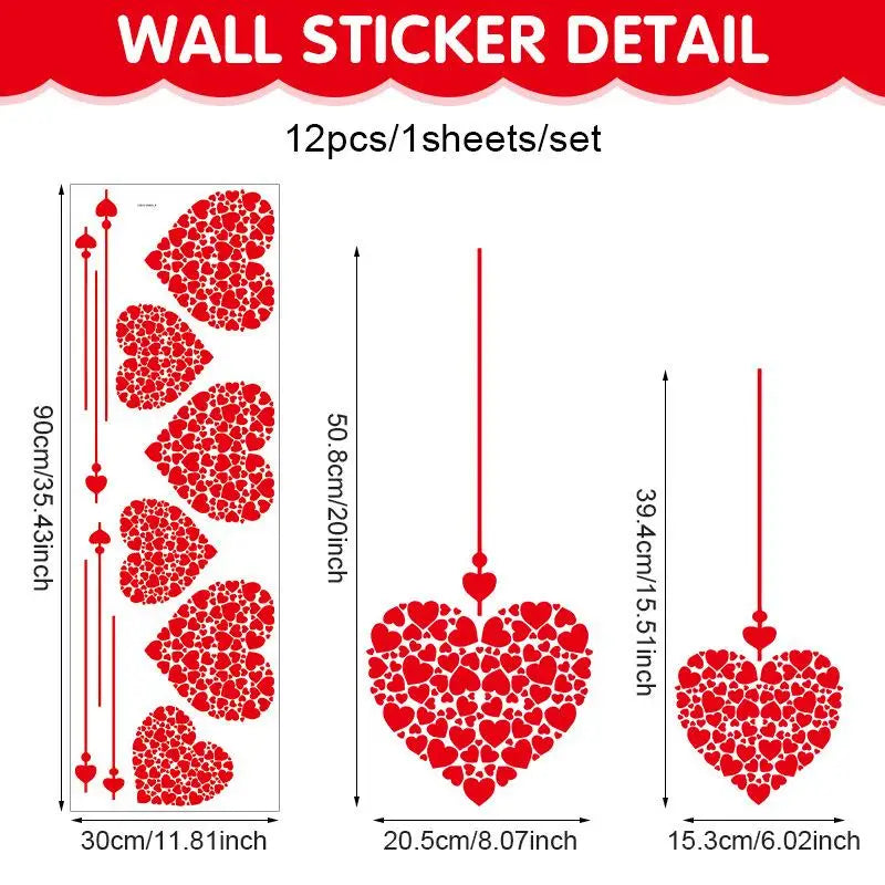 Valentine's Day Heart-Shaped Decorative Window Stickers Decorative Stickers Qme A1