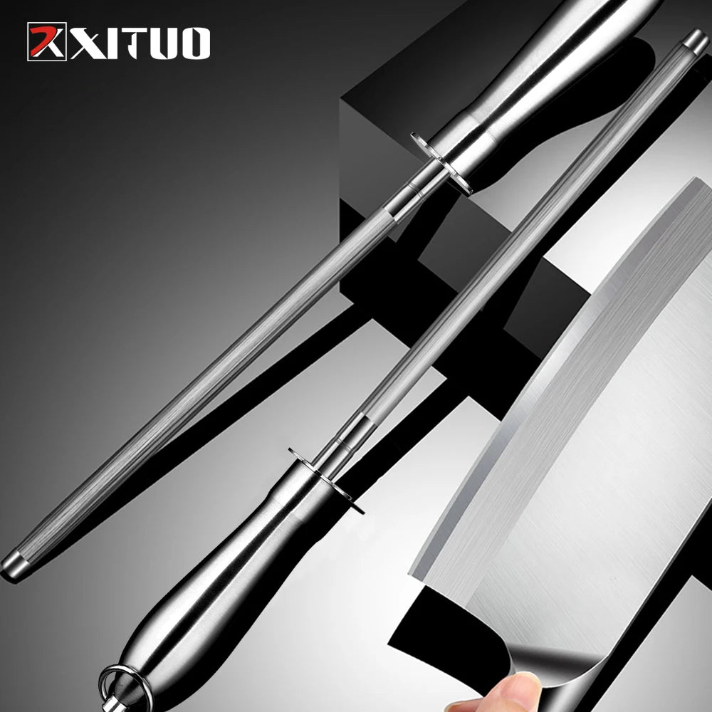 XITUO 12" Diamond Carbon Steel Knife Sharpener Rod | Pro Chef Knife Sharpener Rod Qst