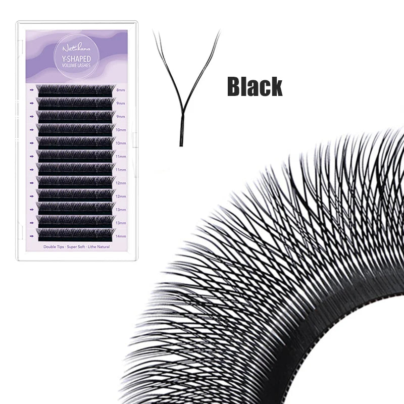NATUHANA YY Shape Faux Mink Lash Extensions C-D Curl Eyelash Extensions Qme Black YY D 0.07mm|14mm