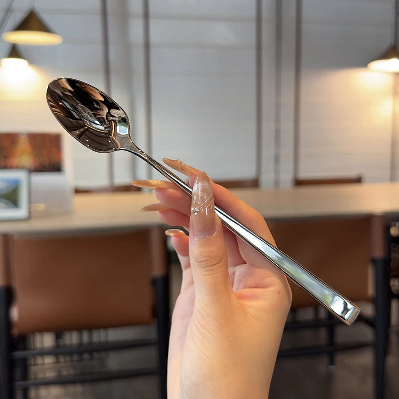 Stainless Steel Korean Long Handle Spoon – Dinner & Stirring Stainless Steel Spoon Qst