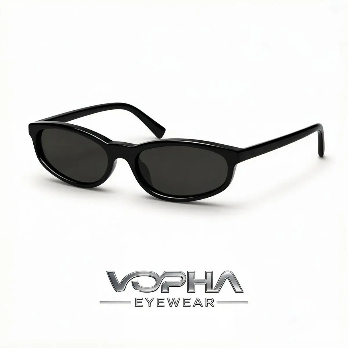 VOPHA Narrow Rectangle Sunglasses UV400 Vintage 90s Unisex Vintage Sunglasses Qst Black Grey