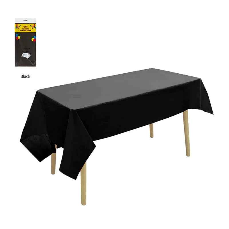 Disposable Waterproof Tablecloths – PE Party & Camping Cover Disposable Tablecloth Qme Black 2PCS 137X183cm