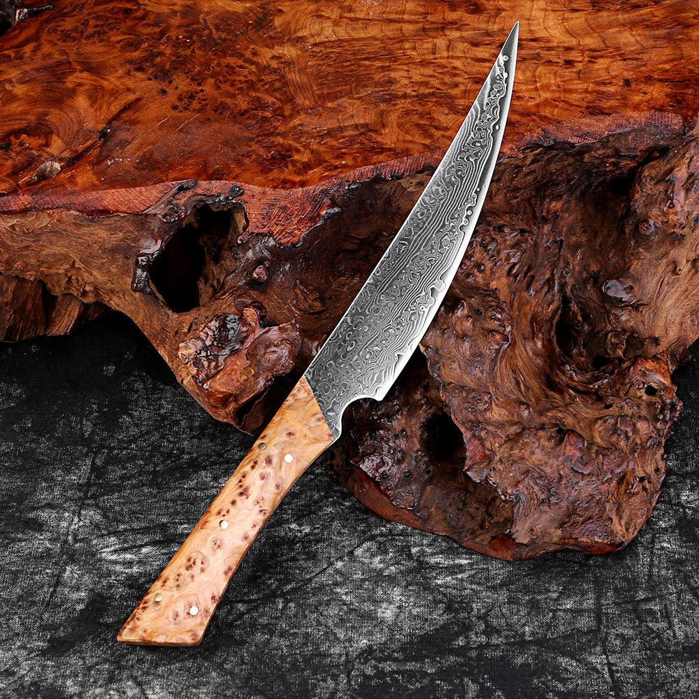 XITUO Damascus Steel Japanese Utility Knife – Pakkawood Kitchen Utility Knife Qst