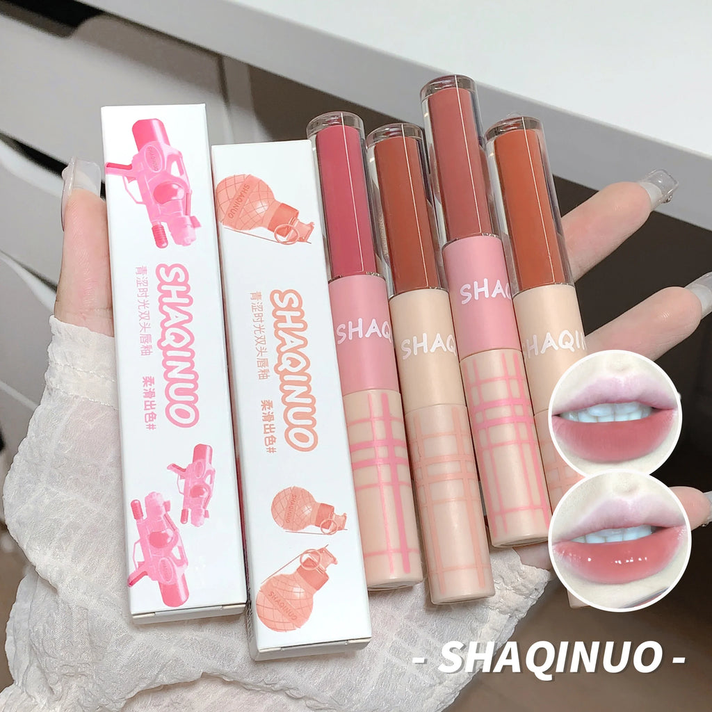 Double-Ended Lip Glaze – Matte & Mirror Water-Gloss | Qme Lip Glaze Qme