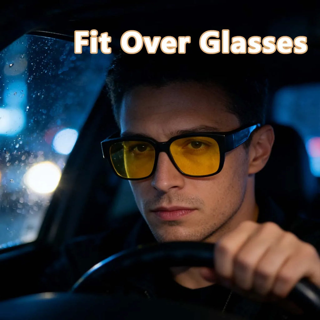 VOPHA T02 Anti-Glare Night Driving Glasses UV400 Unisex Night Driving Glasses Qst Night Vision Black