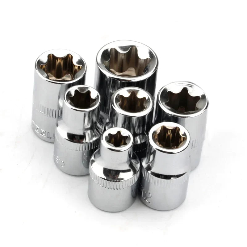 7-Pc Torx E-Socket Set 3/8" Drive E8 E10 E11 E12 E14 E16 E18 Torx Socket Set Qme A