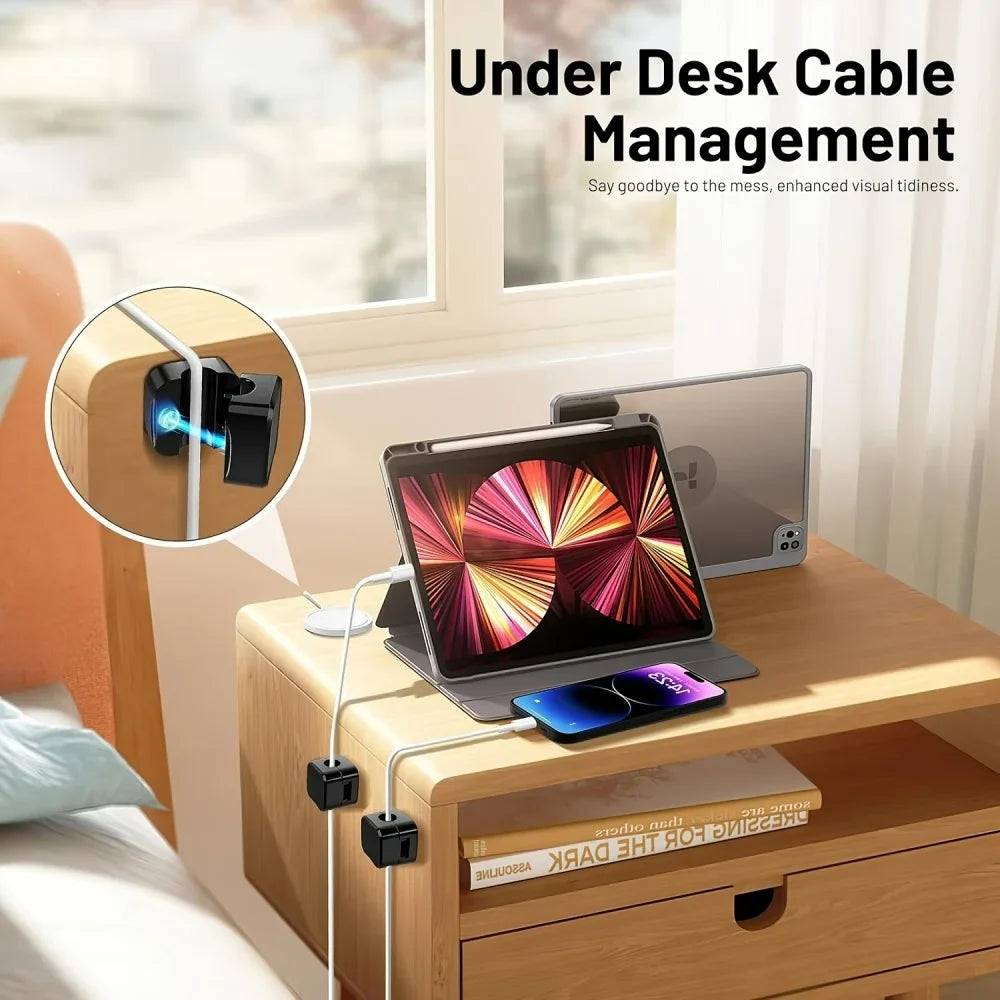 Magnetic Cable Clips Under Desk Cord Holder & Organizer Cable Clips Qme