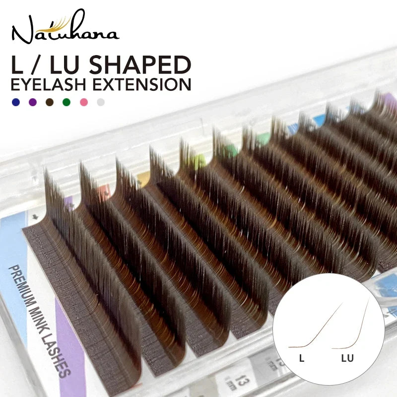 NATUHANA Colored Easy Fan Volume Lashes – L LU M Curl Easy Fan Lash Extensions Qme