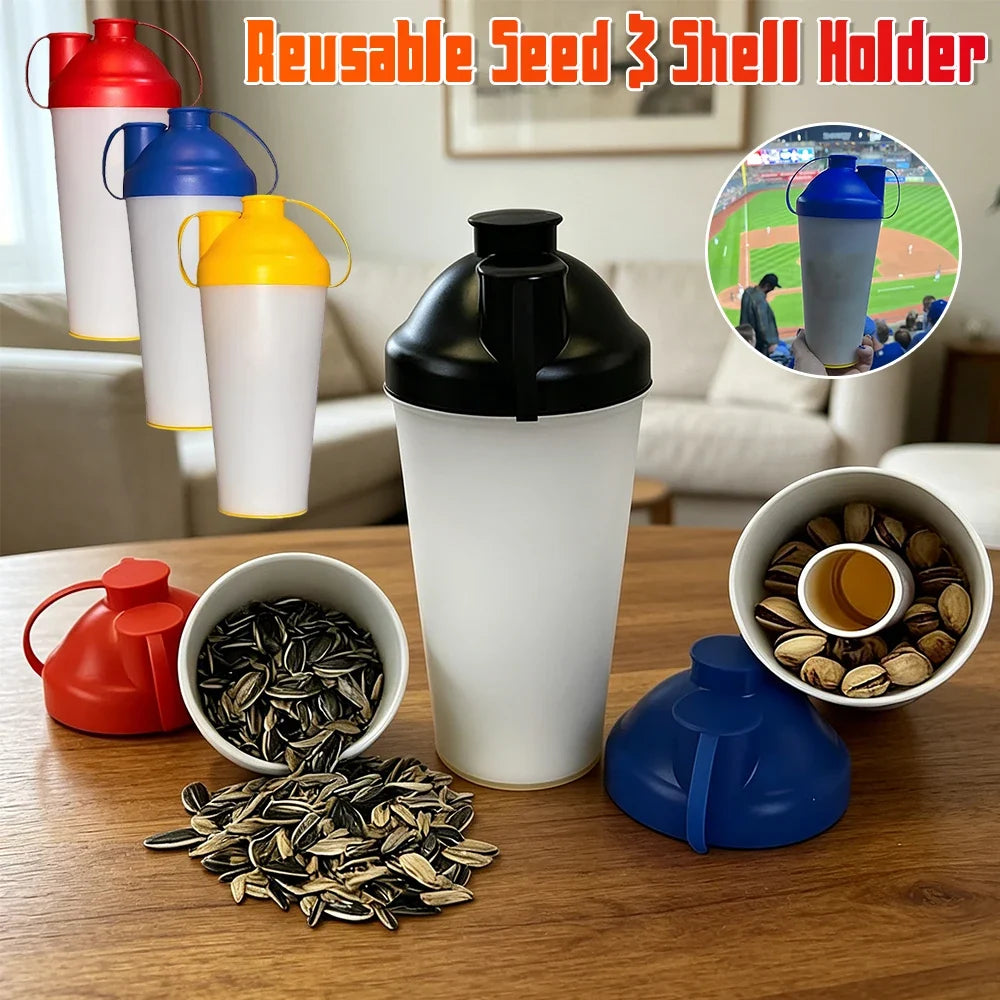 Reusable Seed & Shell Holder Dual Compartment Waste Collector Snack Shell Holder Qme
