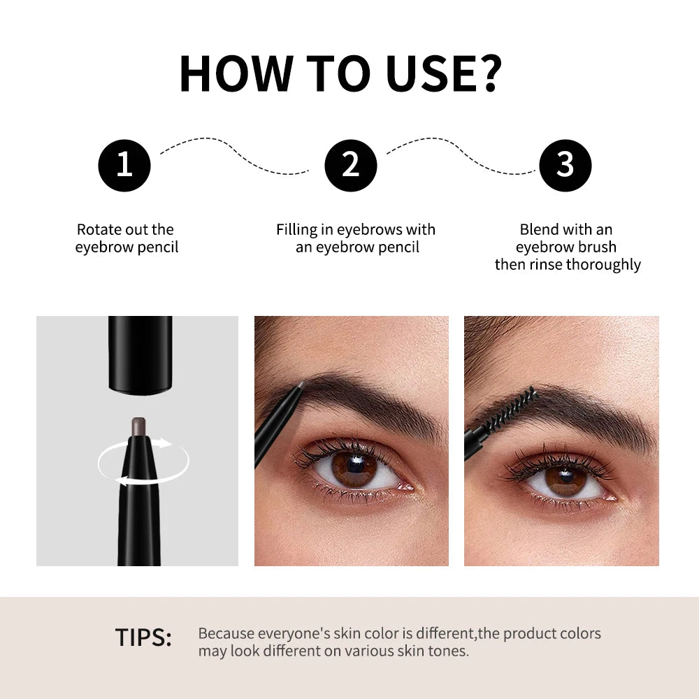Waterproof Ultra Fine Double-Head Eyebrow Pen – Dark Brown Eyebrow Pencil Qst