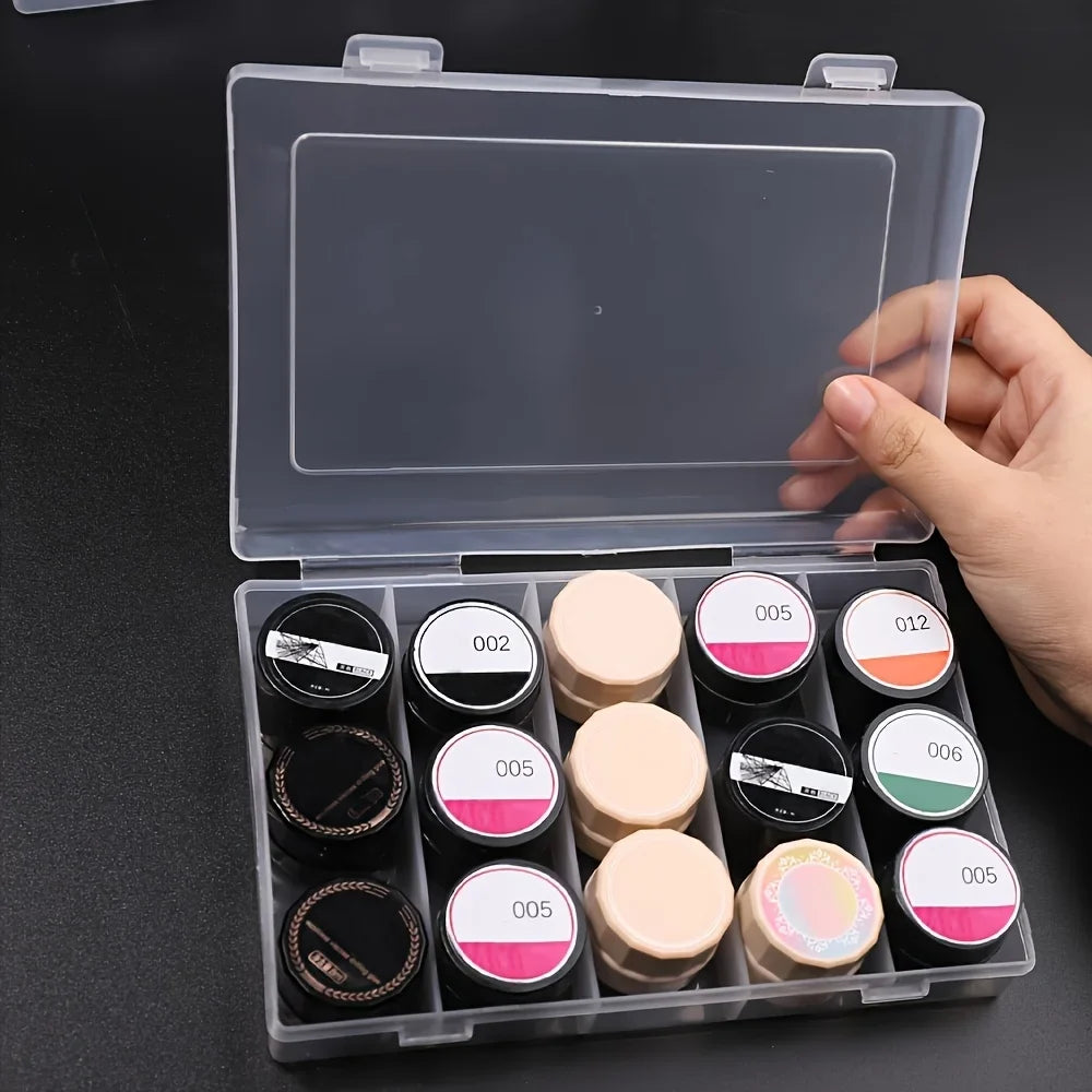 Transparent Nail Polish & Glue Storage Box – 5 Large Compartments Nail Storage Organizer Qme