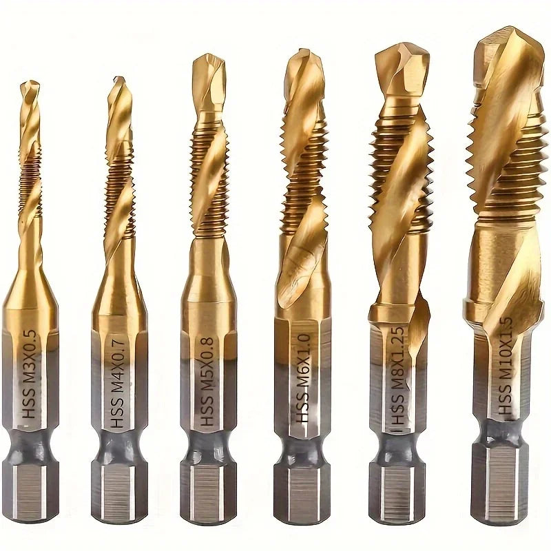 Titanium Coated HSS Drill Bit Set Metric Thread M3-M10 Countersink HSS Drill Bit Set Qme
