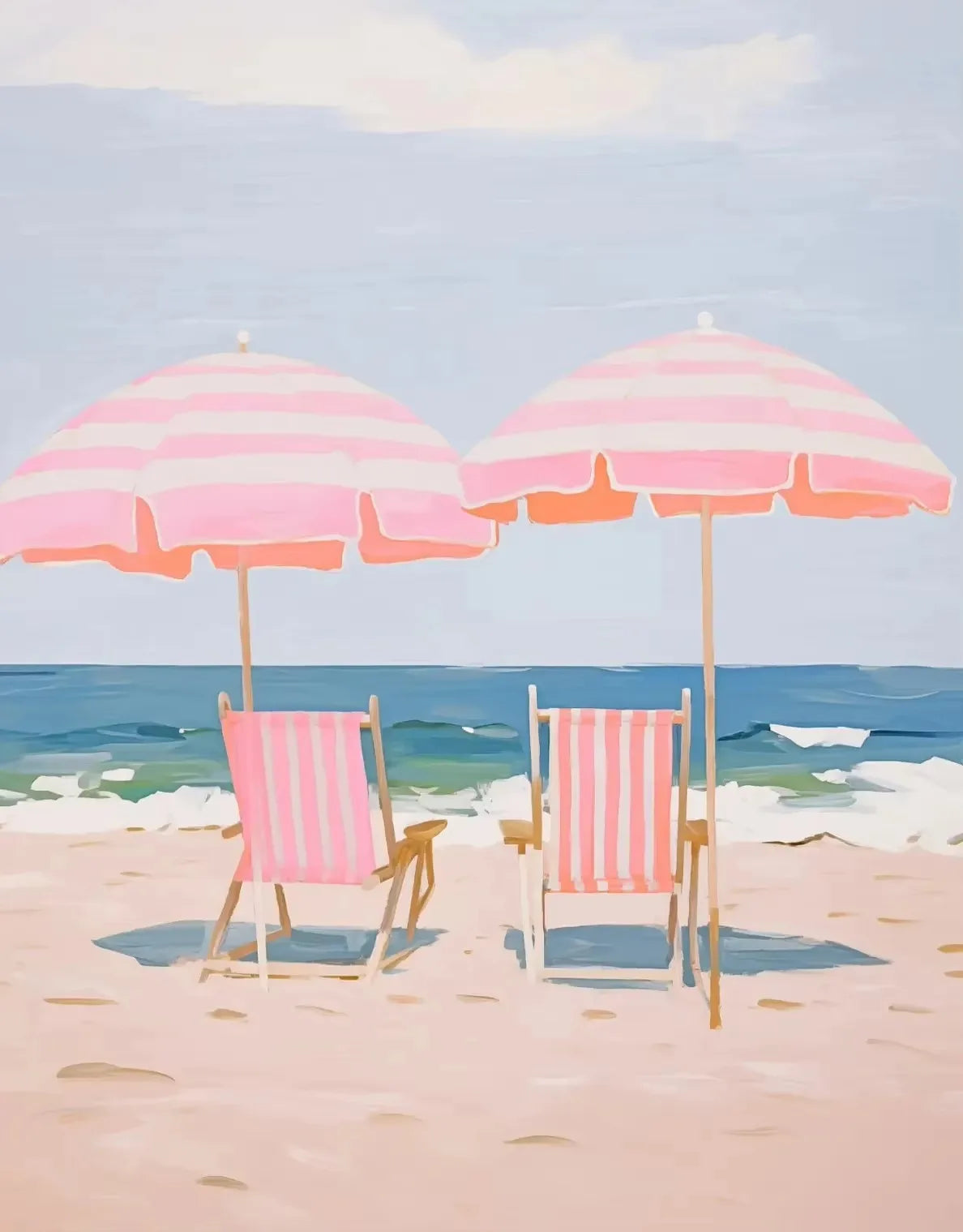 Pink Ocean Waves Seascape Canvas Wall Art – Beach Poster Canvas Wall Art Qst 5 50x70cm Unframed