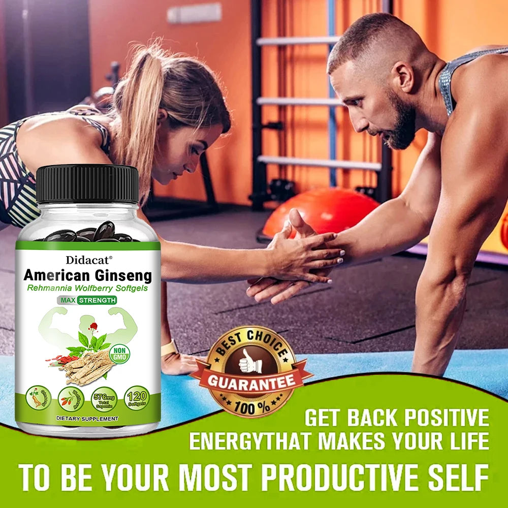 Organic American Ginseng Capsules – Non-GMO, 60 Count Herbal Supplement Qst