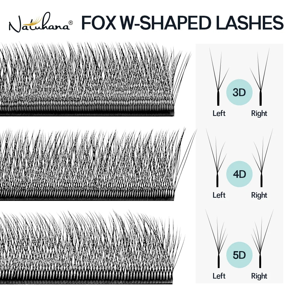 Fox Eye W-Shaped 3D 4D 5D Volume Eyelash Extensions | NATUAHANA False Eyelash Extensions Qme