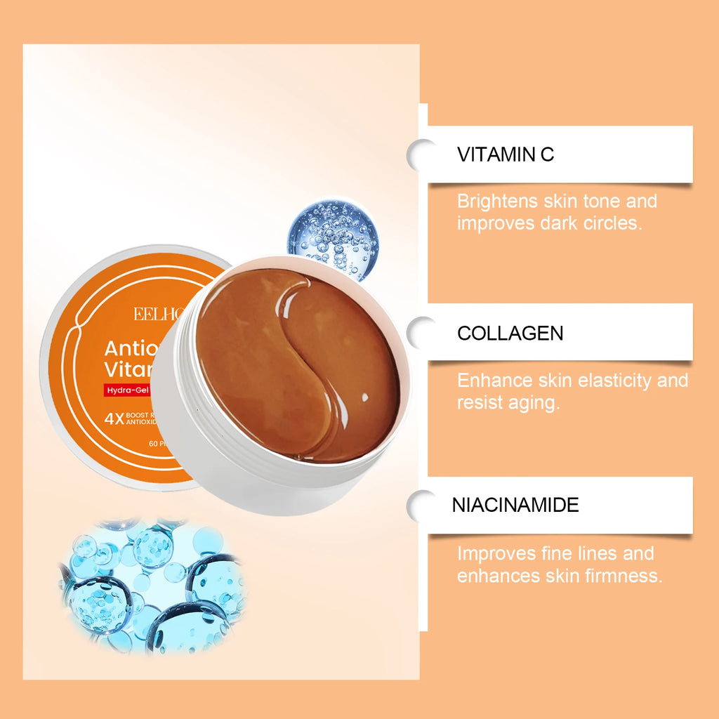 60 Pcs Vitamin C & Hyaluronic Acid Under-Eye Patches – Eelhoe Under-Eye Patches Qst