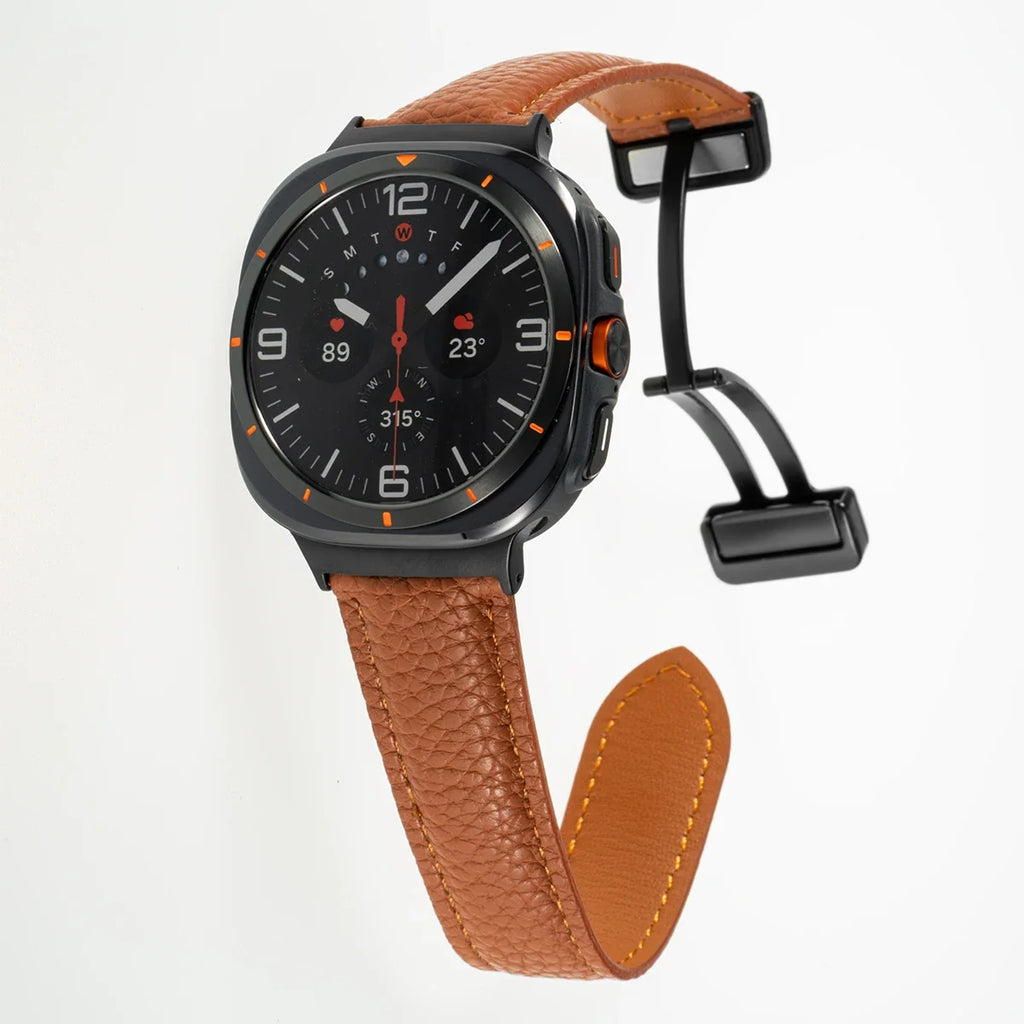Leather Magnetic Strap for Samsung Galaxy Watch Ultra 47mm Leather Watch Strap Qme