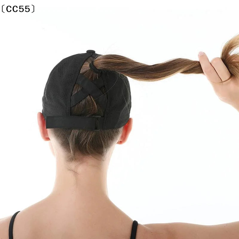 Women's Cross-Mesh Ponytail Baseball Cap – Breathable Sun Hat Ponytail Baseball Cap Qst