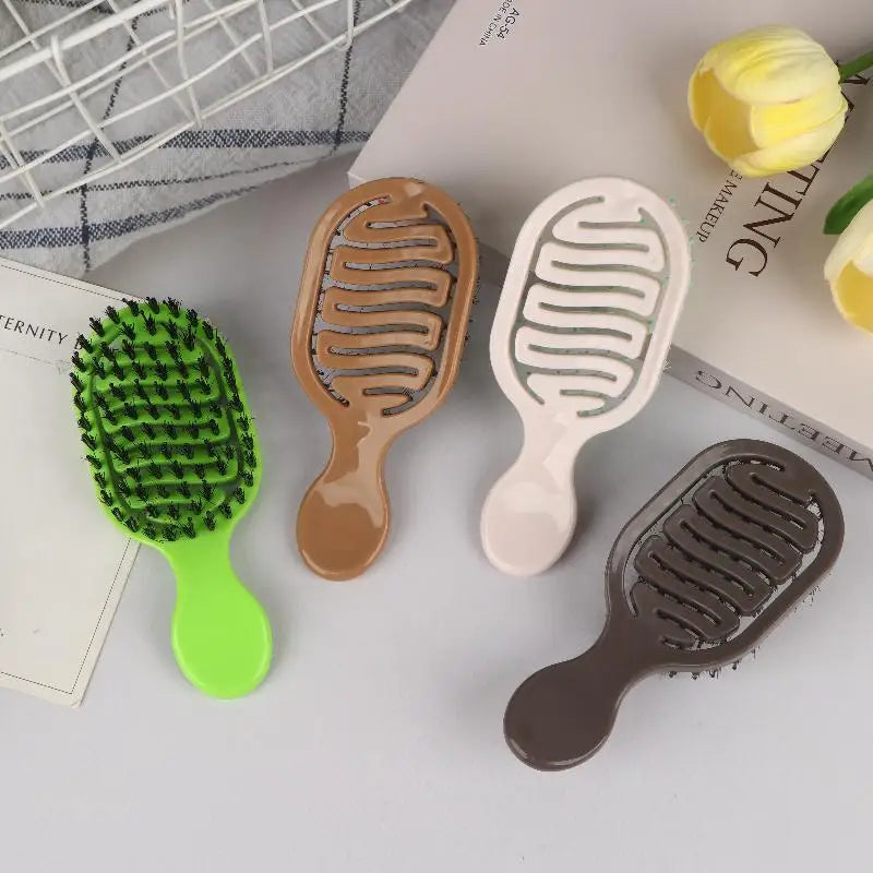 Mini Boar Bristle Hairbrush – Scalp Massage & Detangling Comb Boar Bristle Hairbrush Qme