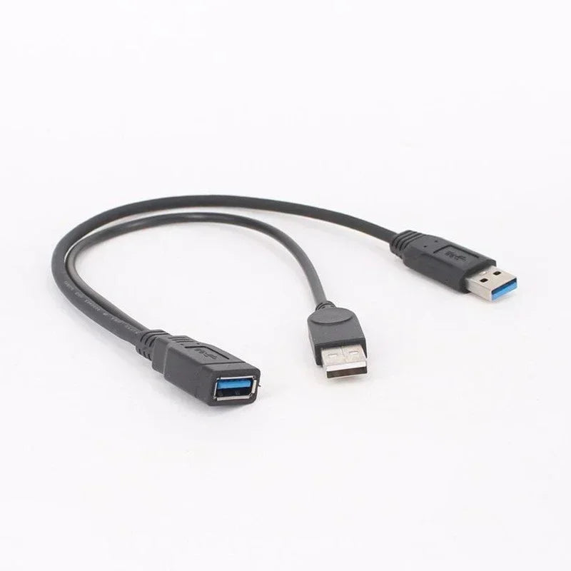 USB 3.0 Y Cable – Female to Dual Male Extra Power Data Extension USB Y Extension Cable Qme