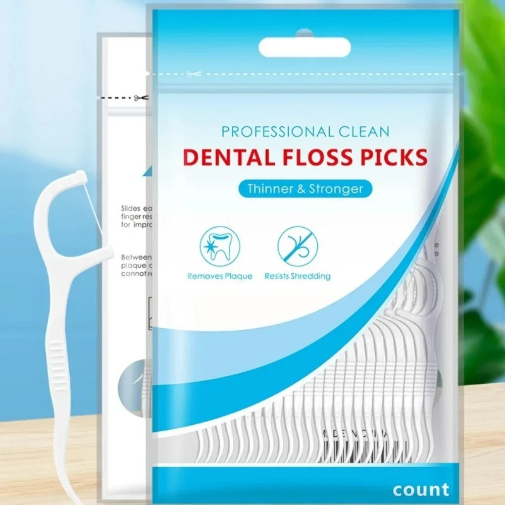 Polymer Dental Floss Picks with Plastic Handles | 50–600 Pcs Dental Floss Picks Qme