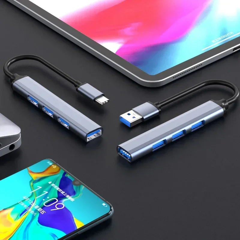 4-Port USB 3.0 Hub Mini Aluminum Alloy Adapter – 5Gbps USB Hub Qme