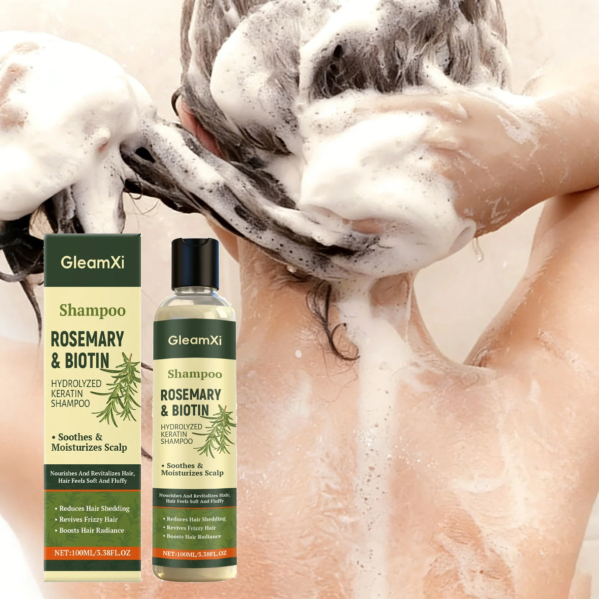 Gleamxi Rosemary Biotin Shampoo – Scalp Care & Strengthening Hair Care Shampoo Qst