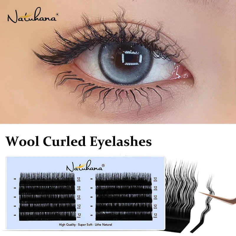 NATUHANA 3D Fluffy Curly False Eyelashes – Thick Wispy Lashes False Eyelashes Qme CURL MIX9-15mm