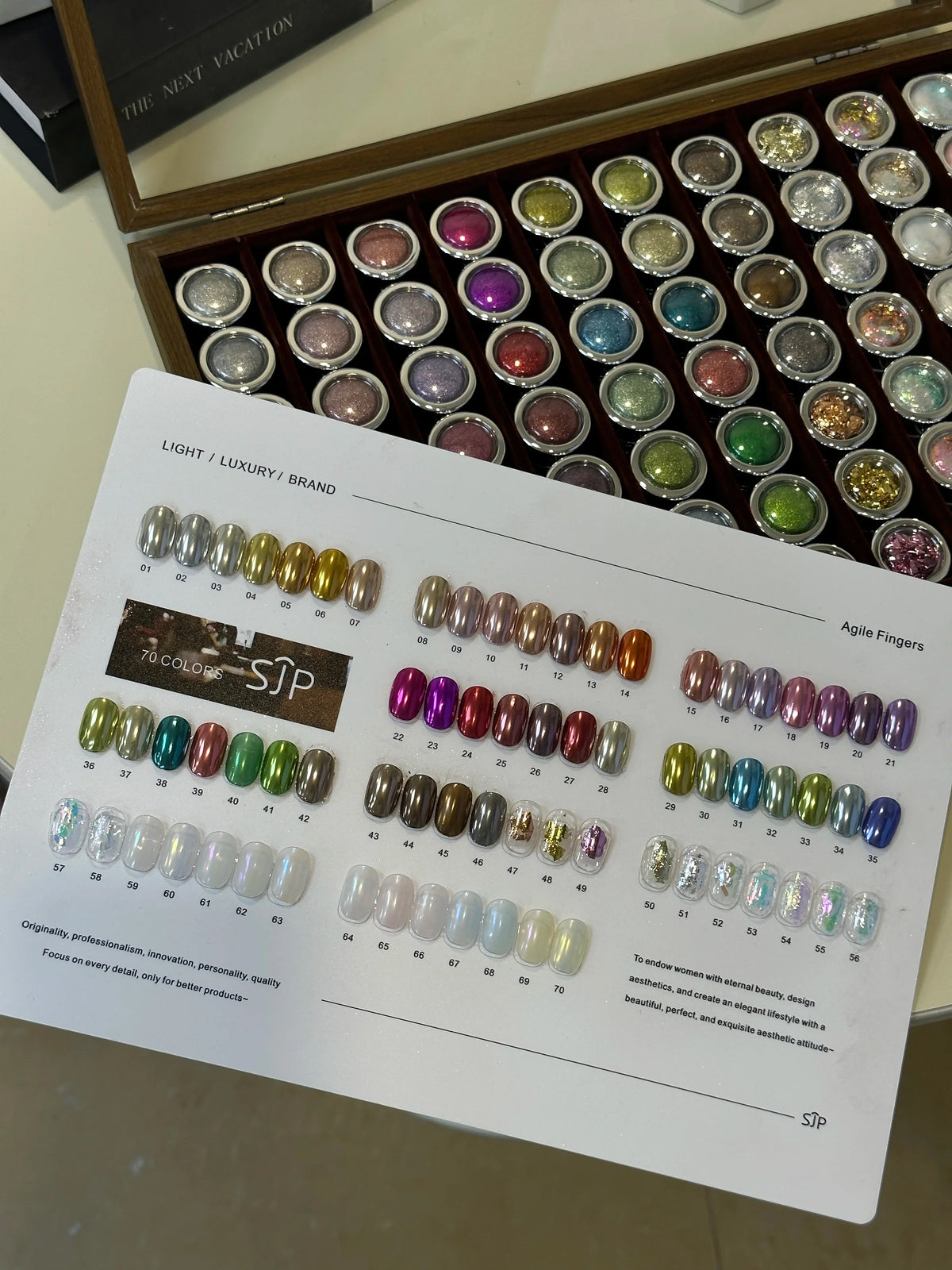 70-Color Opal Pink Nail Art Set with Swatches & Storage Box Nail Art Set Qme