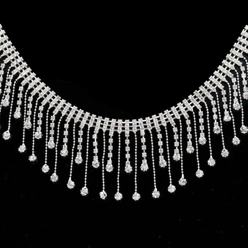 Rhinestone Fringe Trim Crystal Tassel Chain – DIY Sewing Rhinestone Fringe Trim Qst A