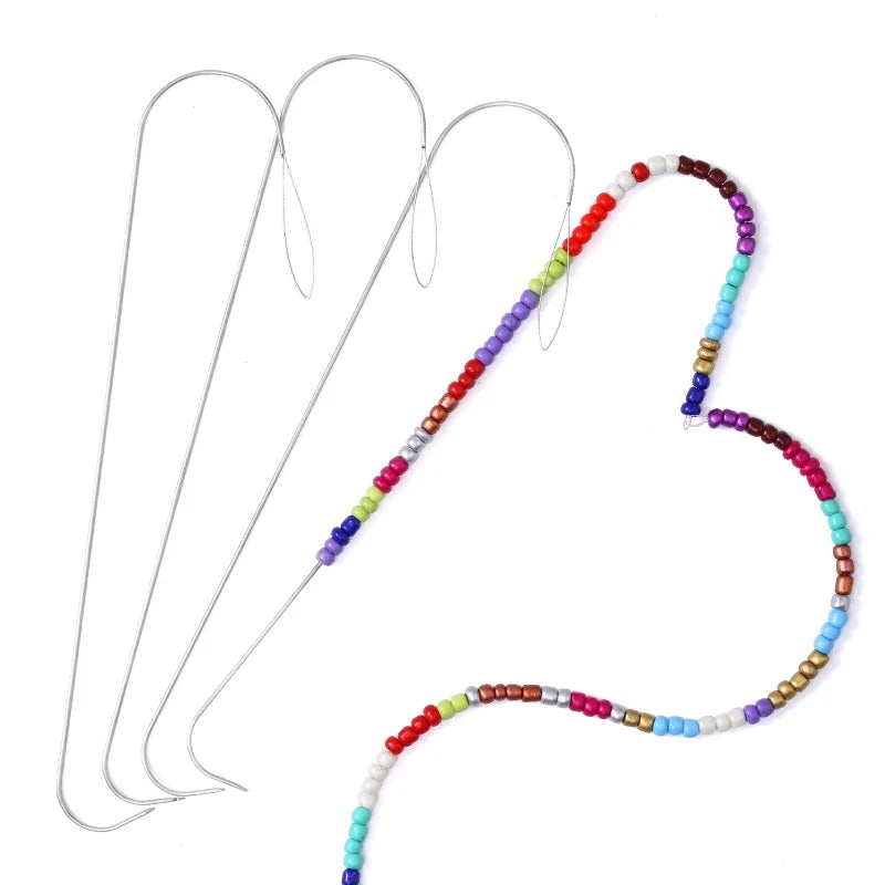 Large Eye Curved Beading Needles for Bead Spinner | Set of 5 Beading Needles Qme