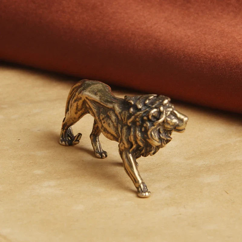 Pure Copper Lion King Miniature Figurine | Desk Décor Copper Figurine Qme