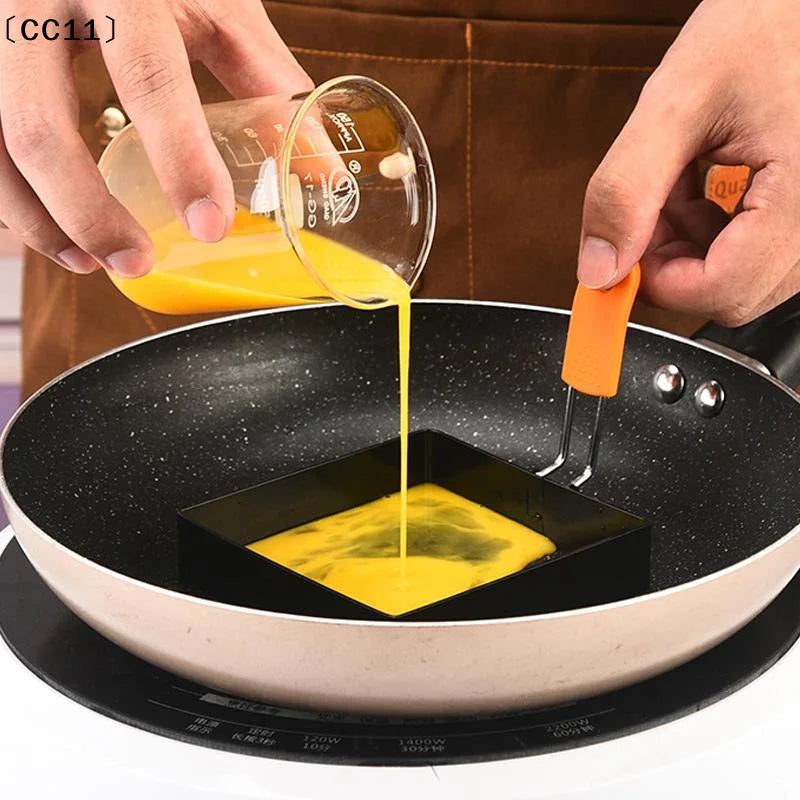 Stainless Steel Non-Stick Egg Frying Ring – Square & Round Mold Egg Frying Ring Mold Qme