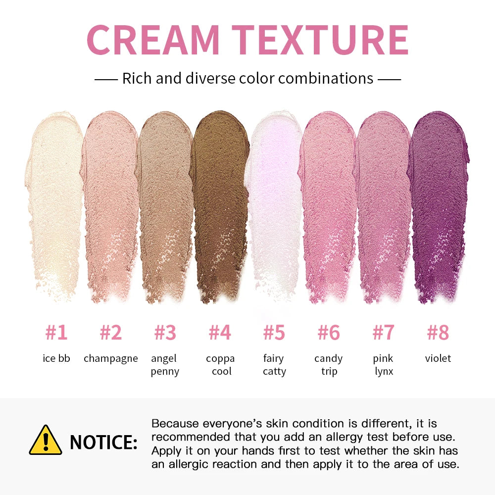 8-Color Cream Highlighter Palette – Blush, Contour & Glow Highlighter Palette Qst