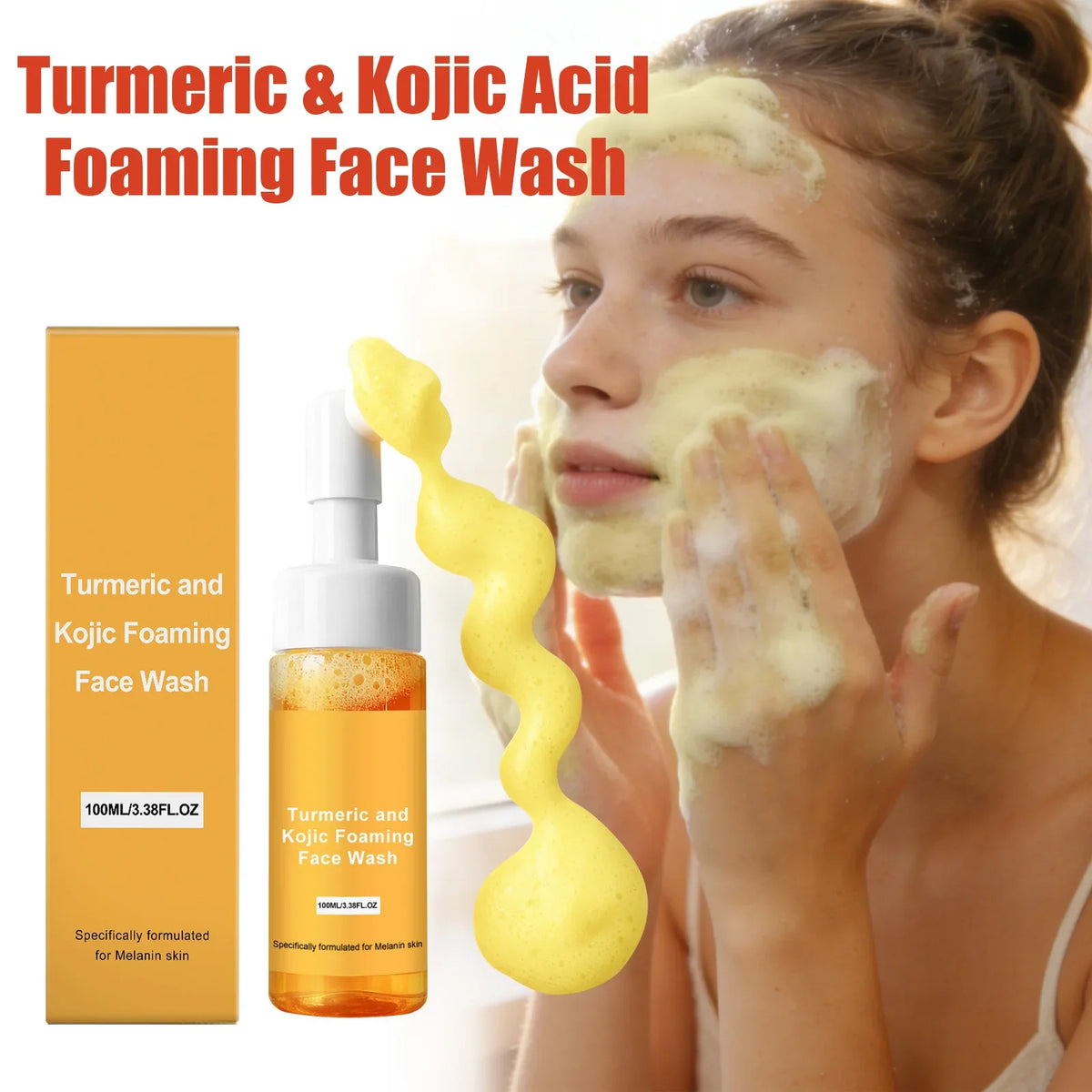 Turmeric & Kojic Acid Foaming Face Wash – Brightening Cleanser Foaming Face Wash Qme