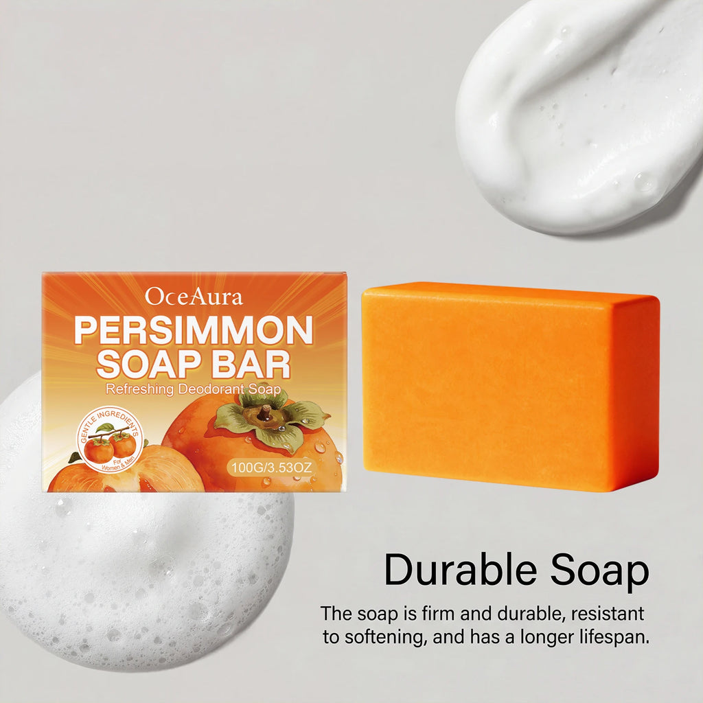 OceAura Persimmon Body Soap Bar 100g – Moisturizing Cleanser Body Soap Bar Qst