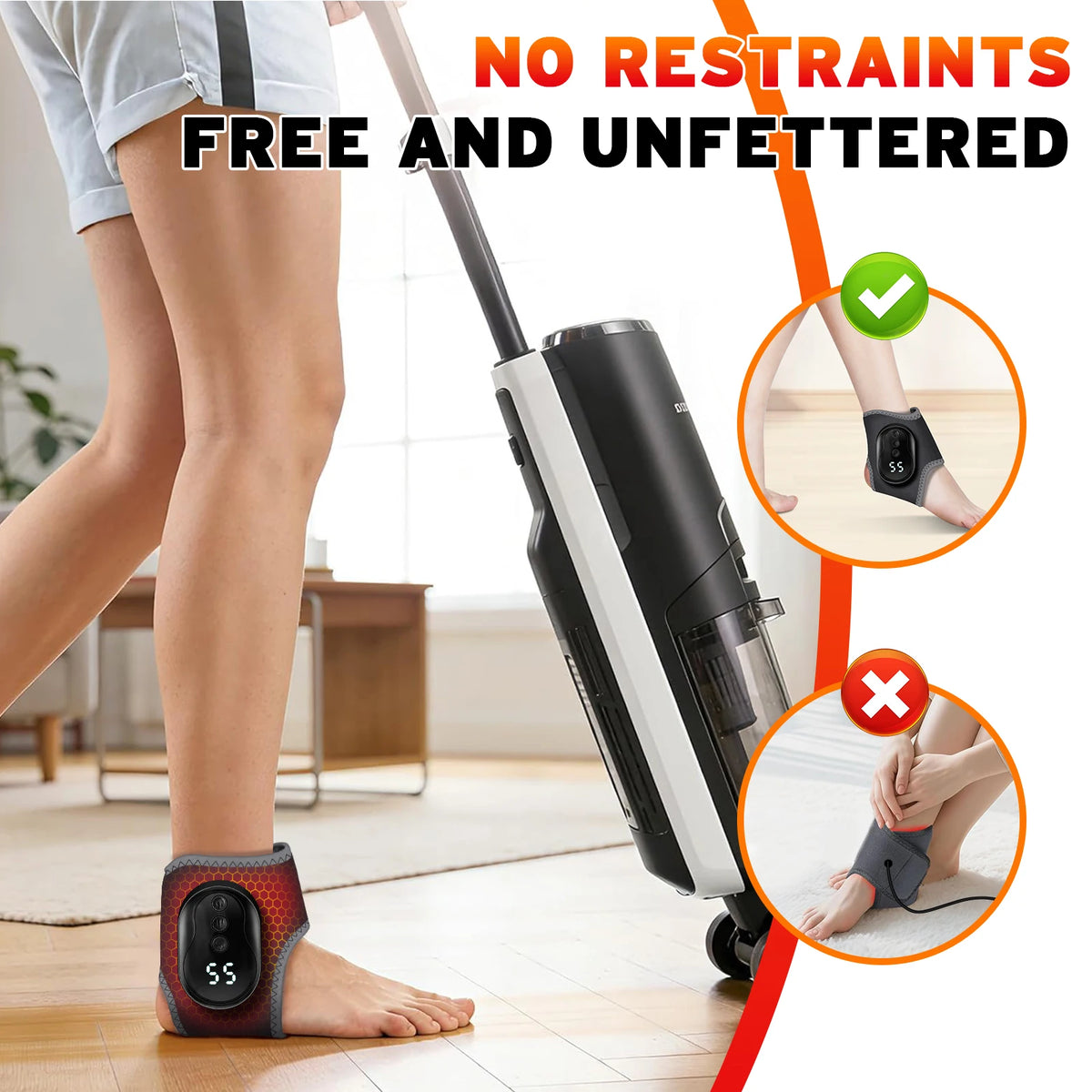VIMYSHOW Cordless Vibration Wrist & Ankle Massager Wrap Band Vibration Massager Wrap Qst