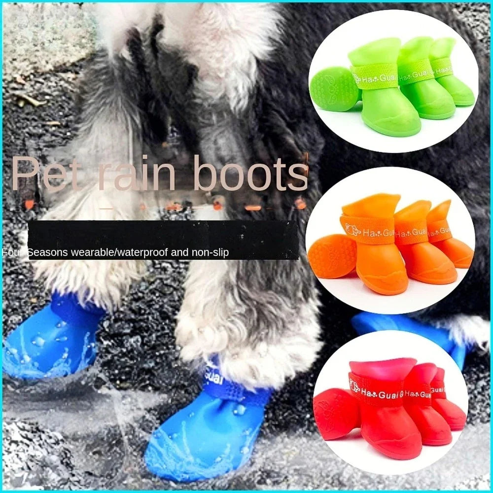Waterproof Silicone Dog Rain Boots | Anti-Slip Pet Shoes Dog Rain Boots Qme