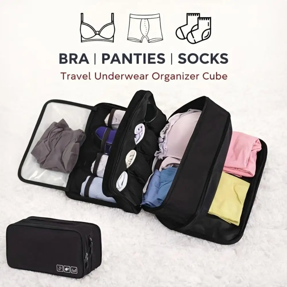 Portable Travel Storage Cube Bag – Underwear, Bra & Socks Travel Packing Cube Qme
